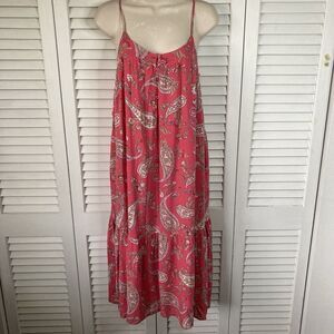 Lucky Brand Pink Nikki Paisley Spaghetti Strap Sun Dress S